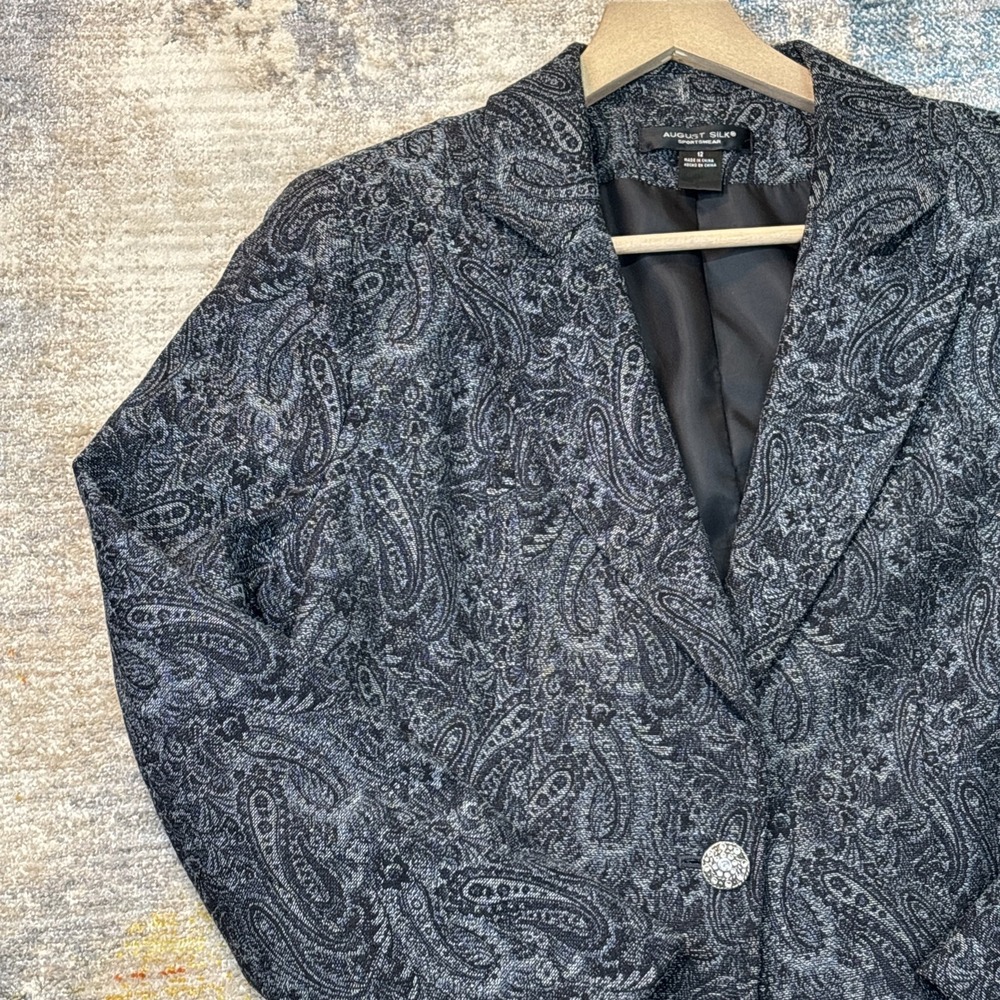 Whimsy Goth Paisley Blazer w/ Ornate Button August Silk Women's‎ Size 12 Formal
